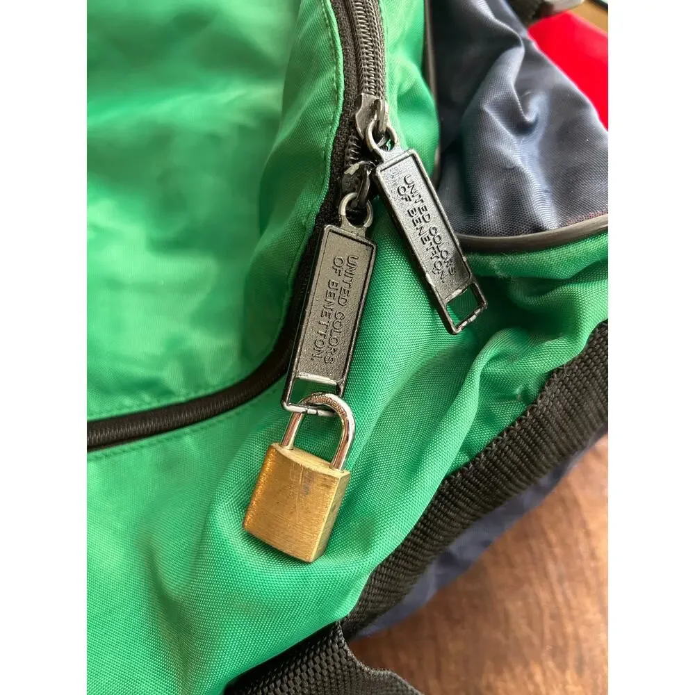 Vintage United Colors of Benetton multicolor colorblock nylon duffel bag
